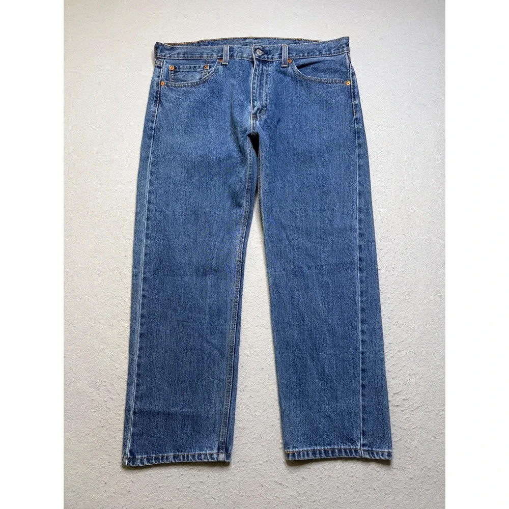 Levi's 505 Jeans Mens 38x29 Blue Regular Fit Straight Leg Denim Pants